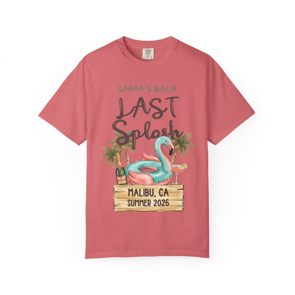 Sarah's Bach Last Splash design on a coral t-shirt.
