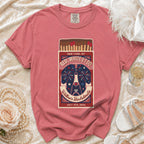 Red, white, and I do bachelorette t-shirt with "Willow's Bachelorette July 4th, 2026" text.