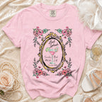 Pink t-shirt with "Last Splash Sarah's Bach Malibu CA Summer 2026" in floral frame.
