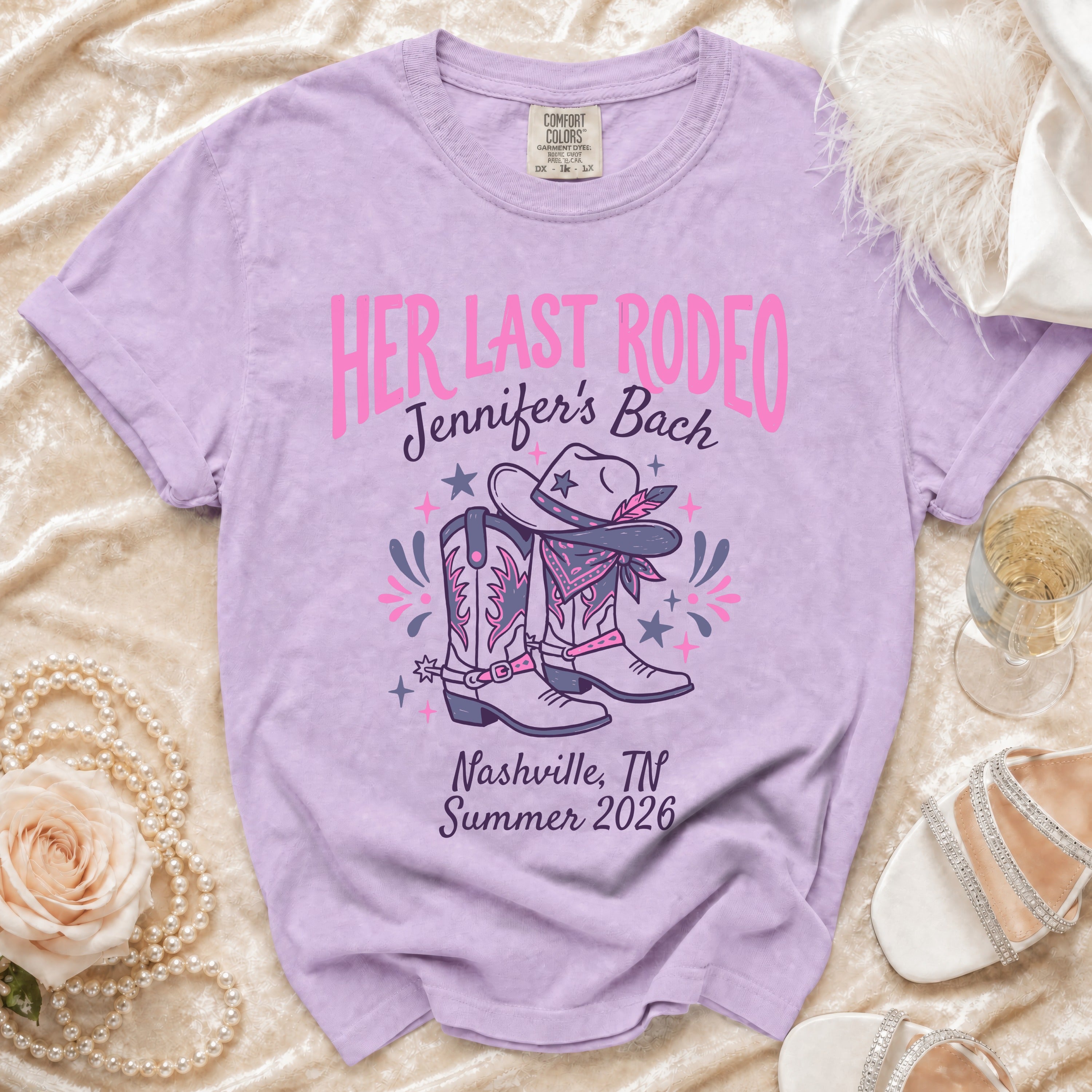 "Her Last Rodeo Jennifer's Bach Nashville, TN Summer 2026" t-shirt design.