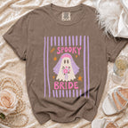 T-shirt with a spooky bride ghost graphic and text "SPOOKY BRIDE".