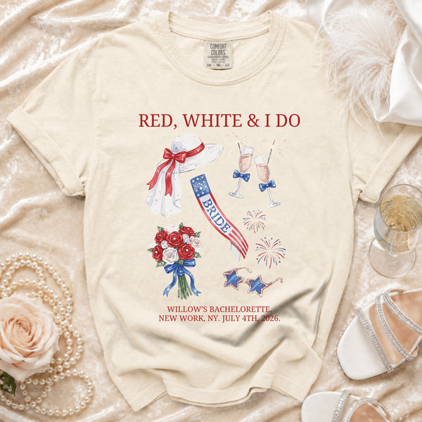Red, White & I Do Bachelorette T-Shirt in Ivory