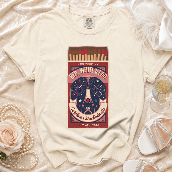 Red, White & I Do Bachelorette T-Shirt in Ivory
