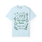 Light blue t-shirt with "Her Last Rodeo" text and Western motifs.