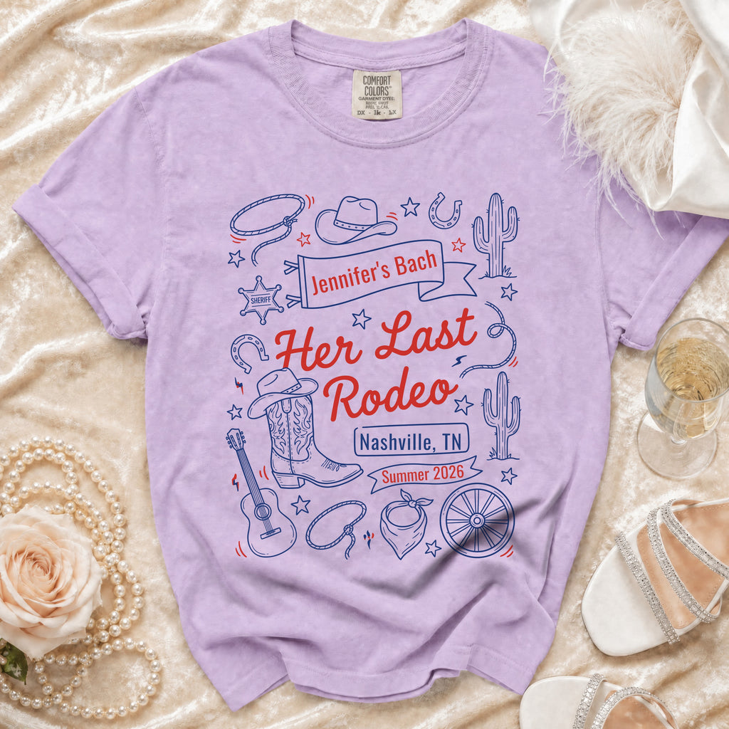Purple t-shirt for "Jennifer's Bach Her Last Rodeo" in Nashville, TN.