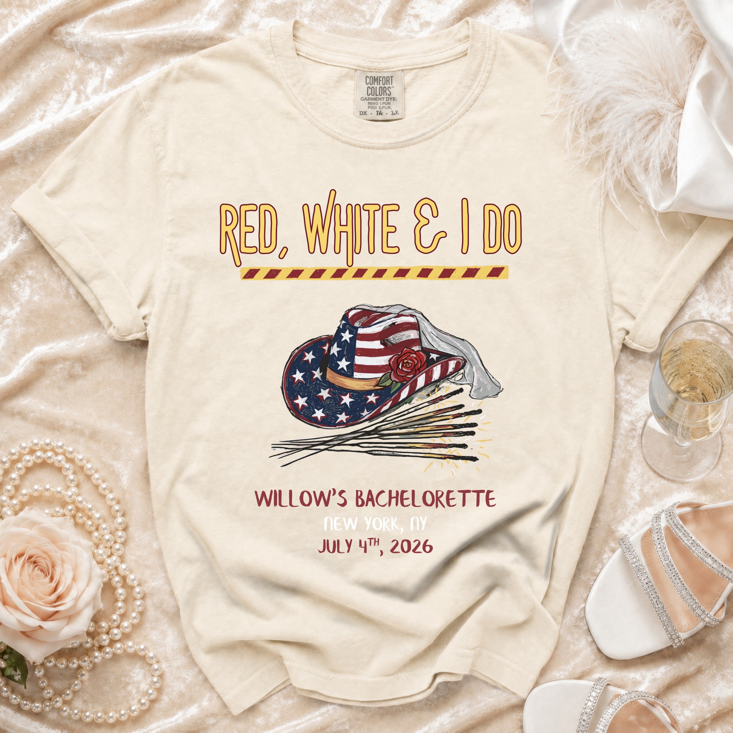 Red, White & I Do Willow's Bachelorette July 4th, 2026 t-shirt.