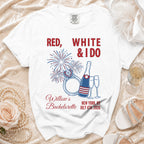 White t-shirt with "Red, White & I Do" and Willow's Bachelorette text.