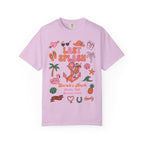 Pink t-shirt with "Last Splash Sarah's Bach Malibu CA Summer 2026" text and graphics.