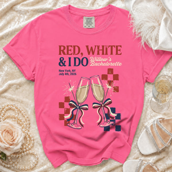 Red, White & I Do Bachelorette T-Shirt in Crunchberry