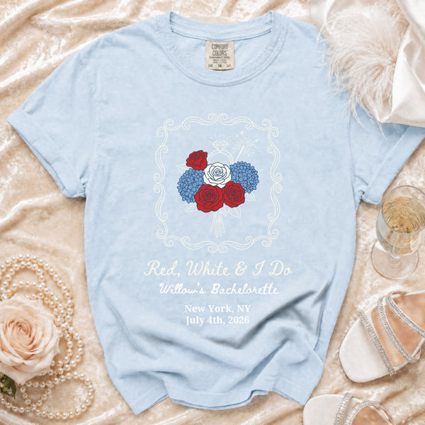 Red, White & I Do Celebration T-shirt in Chambray