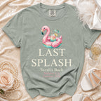 Last Splash graphic on sage green t-shirt for Sarah's Bach party.