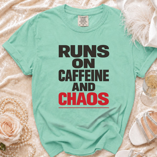 Caffeine & Chaos T-shirt in Island Reef