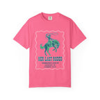 Pink t-shirt with "Her Last Rodeo" text and rodeo graphic.