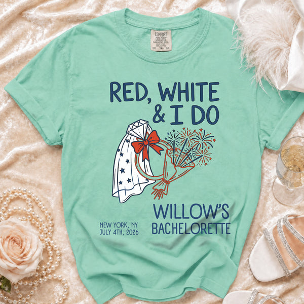Red, White & I Do Bachelorette T-Shirt in Island Reef
