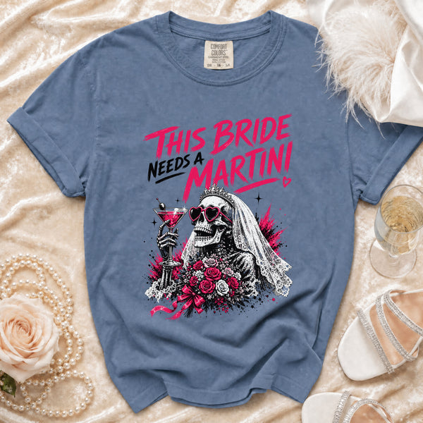 Martini Bride T-Shirt in Blue Jean