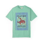 Green t-shirt with "HER LAST RODEO" and "JENNIFER'S BACH" text.