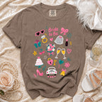 Brown t-shirt with "Bride to Be" graphic and wedding icons, Comfort Colors tag visible