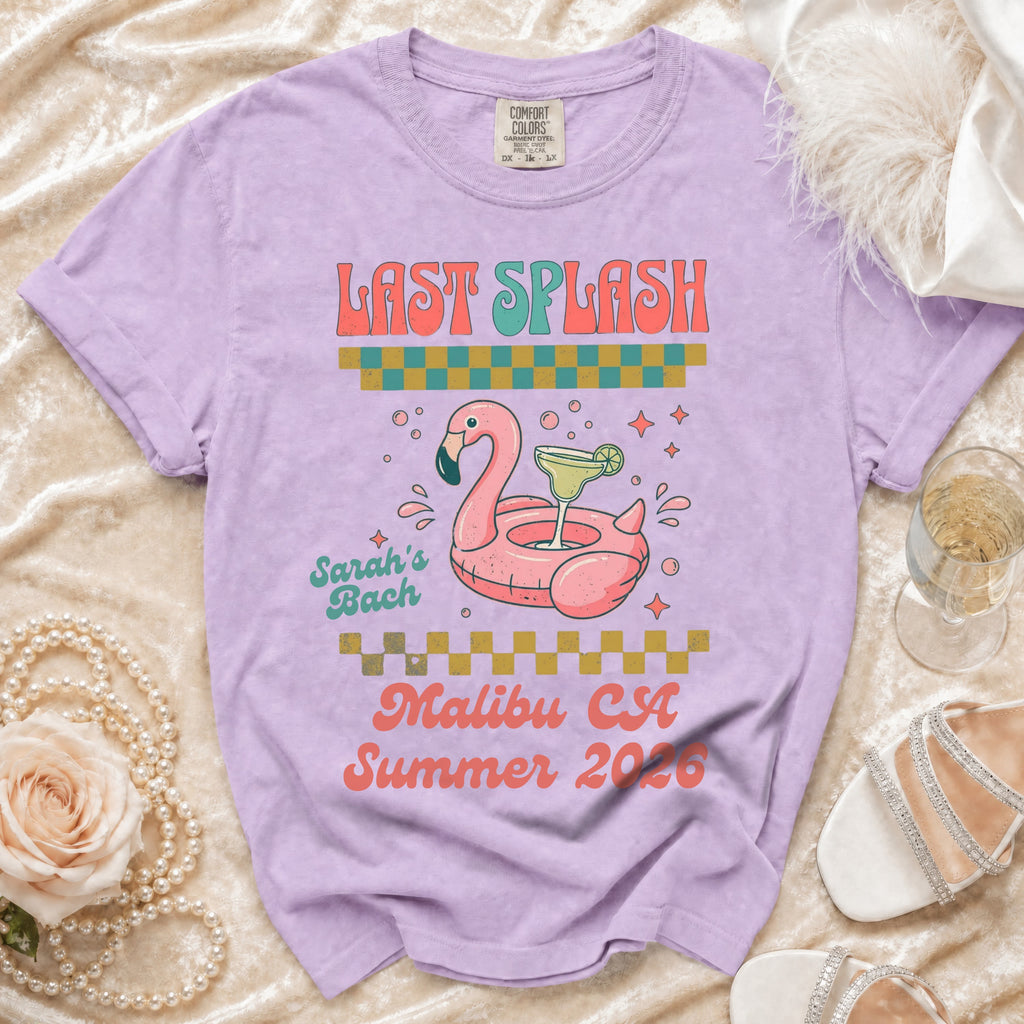 "Last Splash" flamingo float with "Sarah's Bach Malibu CA Summer 2006" text.