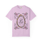 Lavender t-shirt with "Her Last Rodeo" and cowboy boot graphic.
