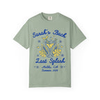Sarah's Bach Last Splash t-shirt with cocktail and palm leaves.