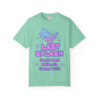 Mint t-shirt with "Last Splash" cocktail graphic, Sarah's Bach, Malibu, CA, Summer 2026.