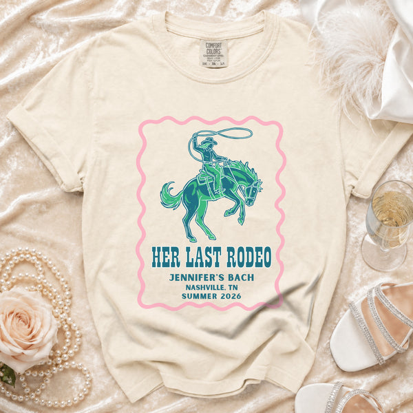 Her Last Rodeo Western Bachelorette T-Shirt in Ivory