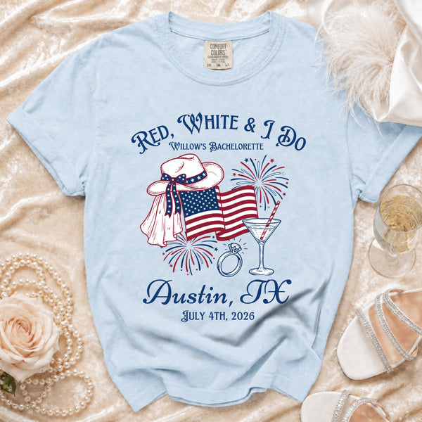 Red, White & I Do Celebration T-Shirt in Chambray