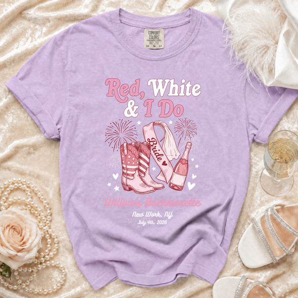 Red White & I Do Bachelorette T-Shirt in Orchid