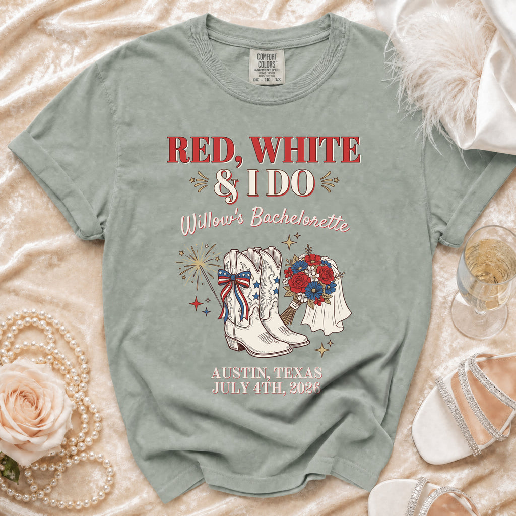 Red, White & I Do Willow's Bachelorette Austin, Texas July 4th, 2026 shirt.