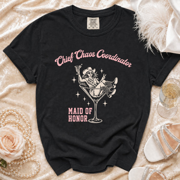 Maid of Honor T-Shirt in Black