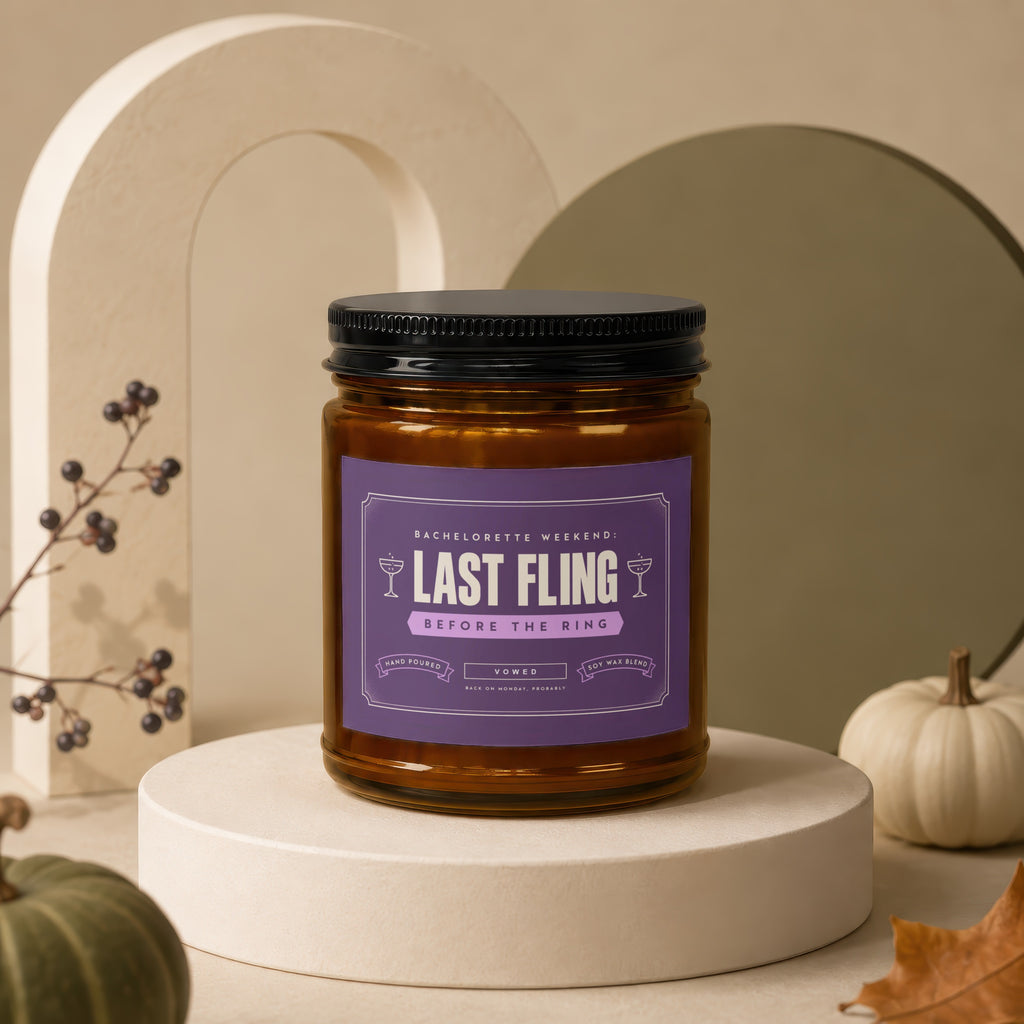 Bachelorette candle "Last Fling Before The Ring" Vowed, hand-poured soy wax blend.