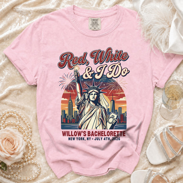 Patriotic Bride 'Red, White & I Do' T-Shirt in Blossom