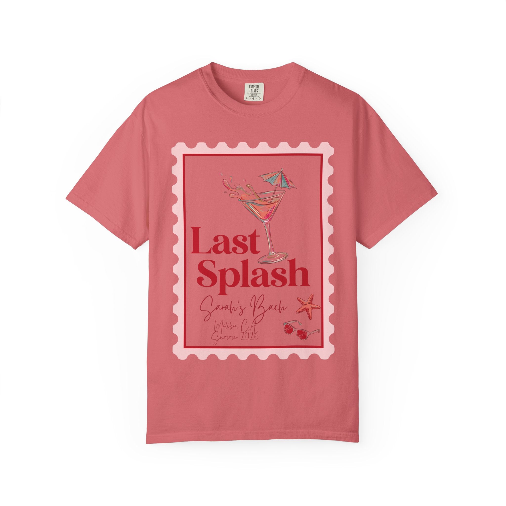 Last Splash Sarah's Bach with cocktail, sunglasses, and starfish design.
