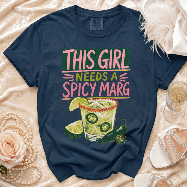 Spicy Marg Girl T-Shirt in True Navy