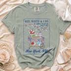 T-shirt with "Red, White & I Do" bachelorette party design for New York.