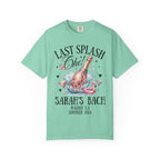 Mint green t-shirt with "Last Splash Che!" and "Sarah's Bach Malibu CA Summer 2026."
