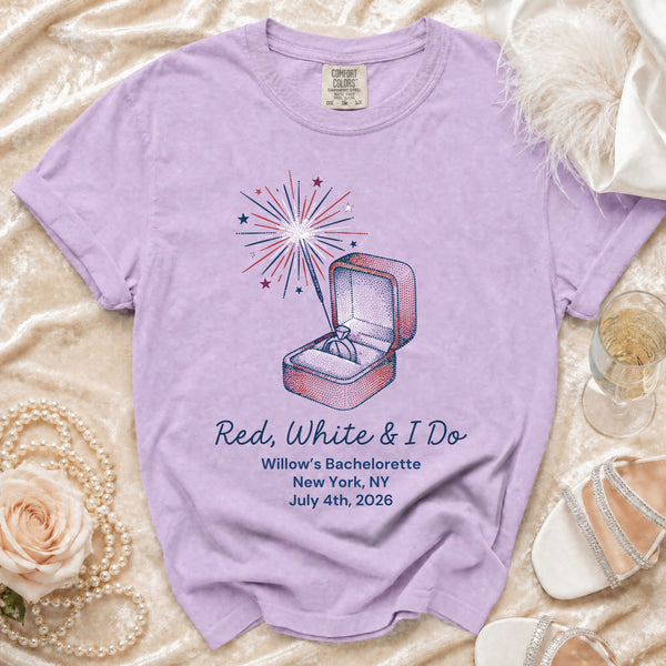 Red, White & I Do Bachelorette T-Shirt in Orchid