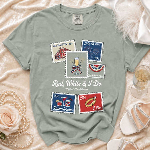 Festive American Stamps T-shirt in Bay