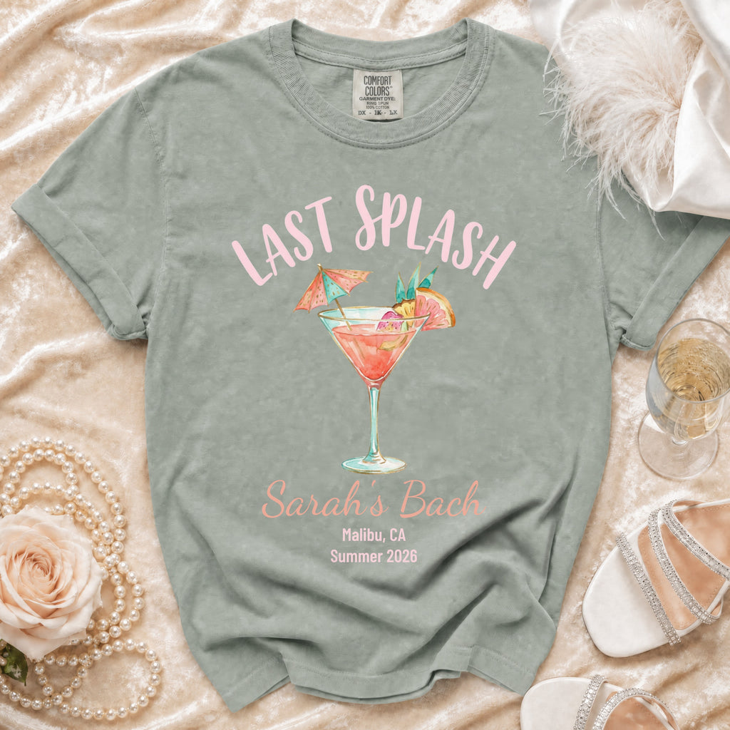 Last Splash Sarah's Bach t-shirt with cocktail graphic, Malibu, CA, Summer 2026.