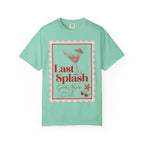 Teal t-shirt with "Last Splash Sarah's Bach Summer 2024" graphic.