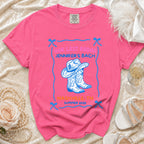 "Her Last Rodeo" bachelorette t-shirt with cowboy boots, personalized text, and Nashville, TN.