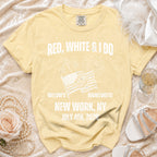 "Red, White & I Do" bachelorette t-shirt for Willow's New York celebration July 4, 2020.