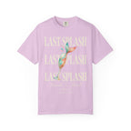 Light pink t-shirt with "LAST SPLASH" and "Sarah's Bach" text.