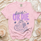 Pink t-shirt with "bride OR DIE" text and a ghost bride graphic.