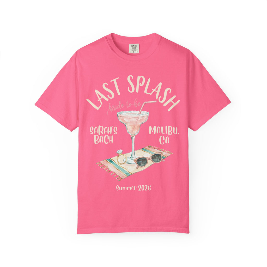 "Last Splash Bride-to-Be Sarah's Bach Malibu CA Summer 2026 t-shirt"