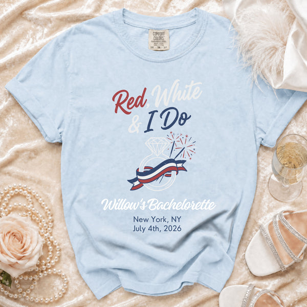 Red, White & I Do" Celebration T-Shirt in Chambray