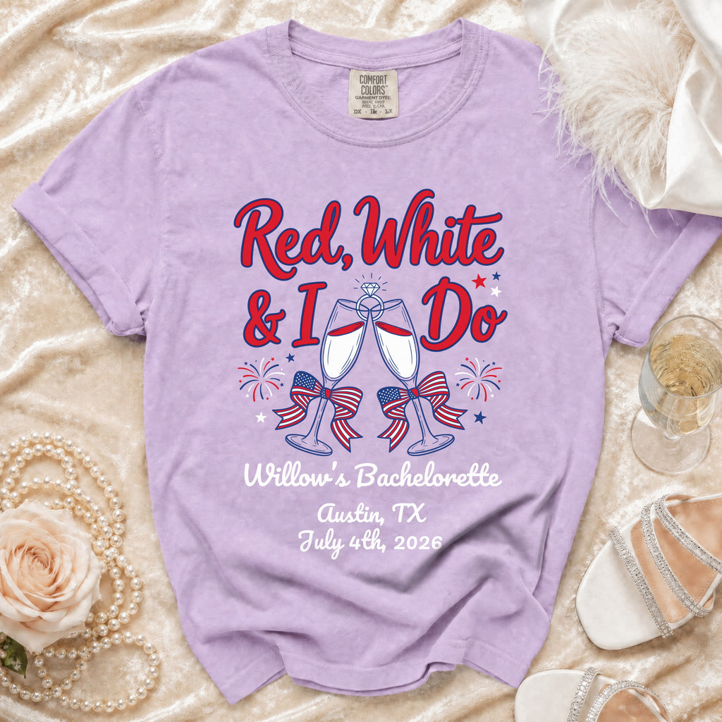 Red, White & I Do Willow's Bachelorette t-shirt for July 4th, 2026.