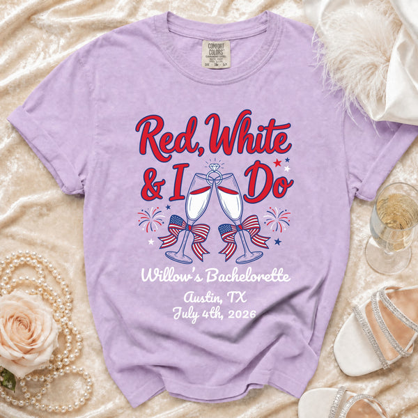 Red, White & I Do T-Shirt in Orchid