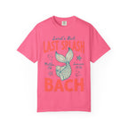 Pink t-shirt with "Sarah's Bach Last Splash Malibu, CA Summer 2026 BACH" text.