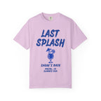 Light pink t-shirt with "LAST SPLASH" and beach cocktail design.